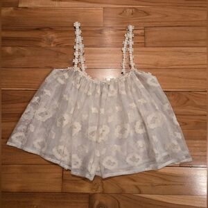 Moda International White Floral Lace Tank Top